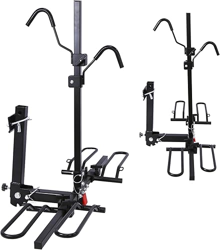 Carries 2 Bikes Trailer Hitch Bike Rack Anti Wobble Tilting Bike Luggage Rack Fits 2 Inch Receiver Car Rear Hanging Frame for Standard Fat Tire and