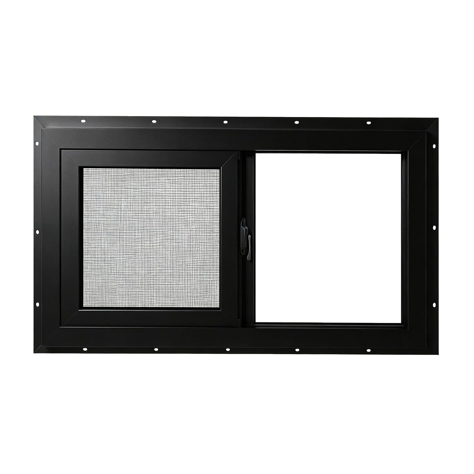Ventana corrediza para sótano y cobertizo de 30x19 en negro con mosquitero