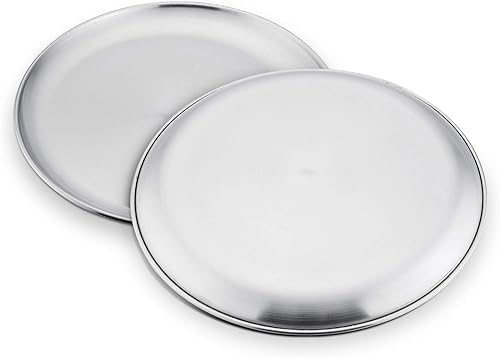 Miniatura 7 de TeamFar Bandeja para pizza de 10 pulgadas, bandeja de acero inoxidable para hornear al horno, no tóxica y saludable, resistente y apta para