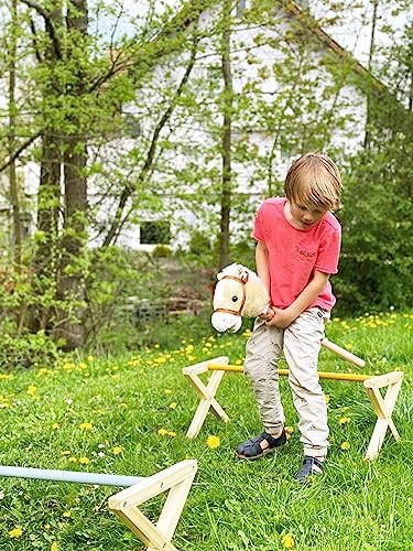 small foot Cavaletti Hindernis-Set für Kinder aus Holz, Spring-Hürden für den Garten, für Pferde-Fans ab 3 Jahren, 12397, Blau, Gelb