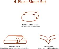 Vista 6 de Yaxa Basics Juego de sábanas de microfibra suave de 4 piezas con bolsillos laterales elásticos, Full, cuadrícula negra, geométrico