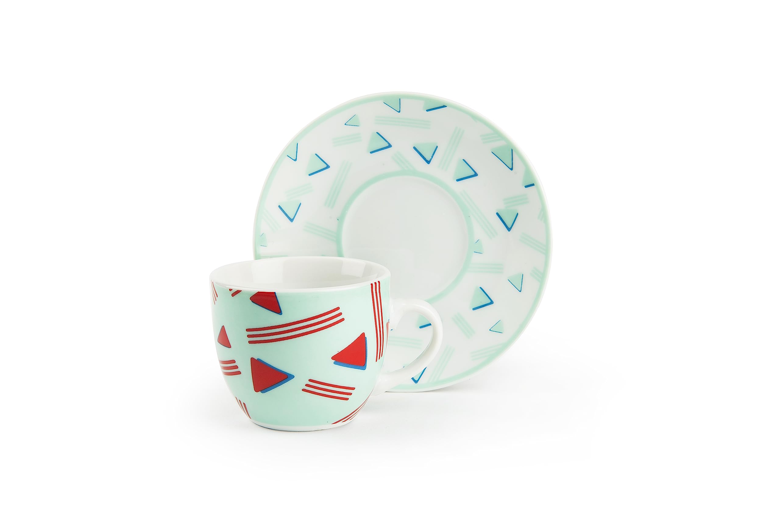 Excelsa Radical - Juego de 6 tazas de café con platillo, porcelana, multicolor, 90 Mililitros