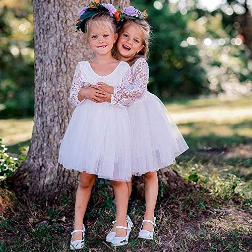 Image of Topmaker Flower Girl Dress for Toddler Baby Girls,Lace Tulle Dress for Wedding,Birthday Party,Photoshoot,Special Occasion