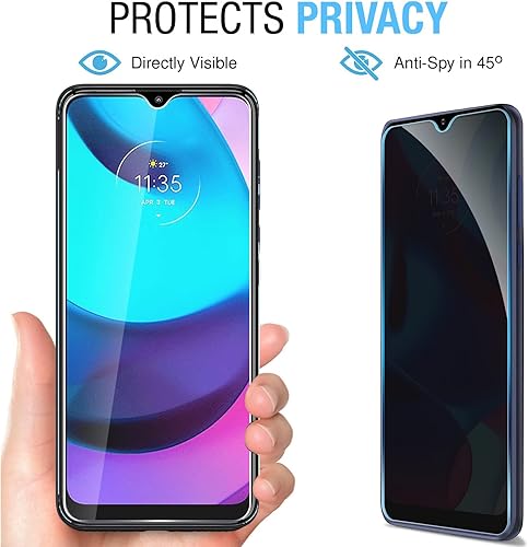 Miniatura 2 de Anbzsign - Protector de pantalla de privacidad para Motorola Moto E20, vidrio templado de dureza 9H antiespía (2 unidades)