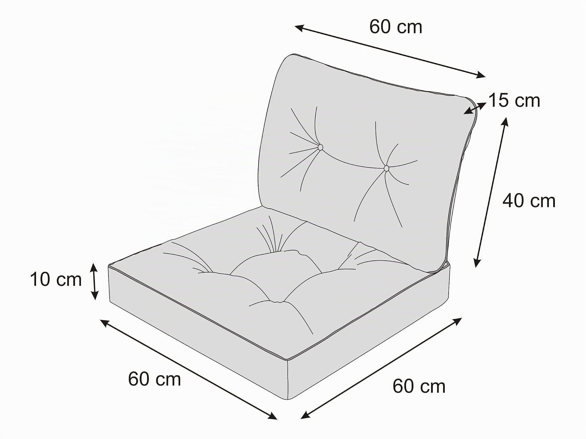 PillowPrim Gartenkissen auf gartenmöbel Rattan Gartenpolster Polsterauflagen Deko Kissen Auflage Polster Ersatzpolster für PE Rattansessel 60x60x40 Beige