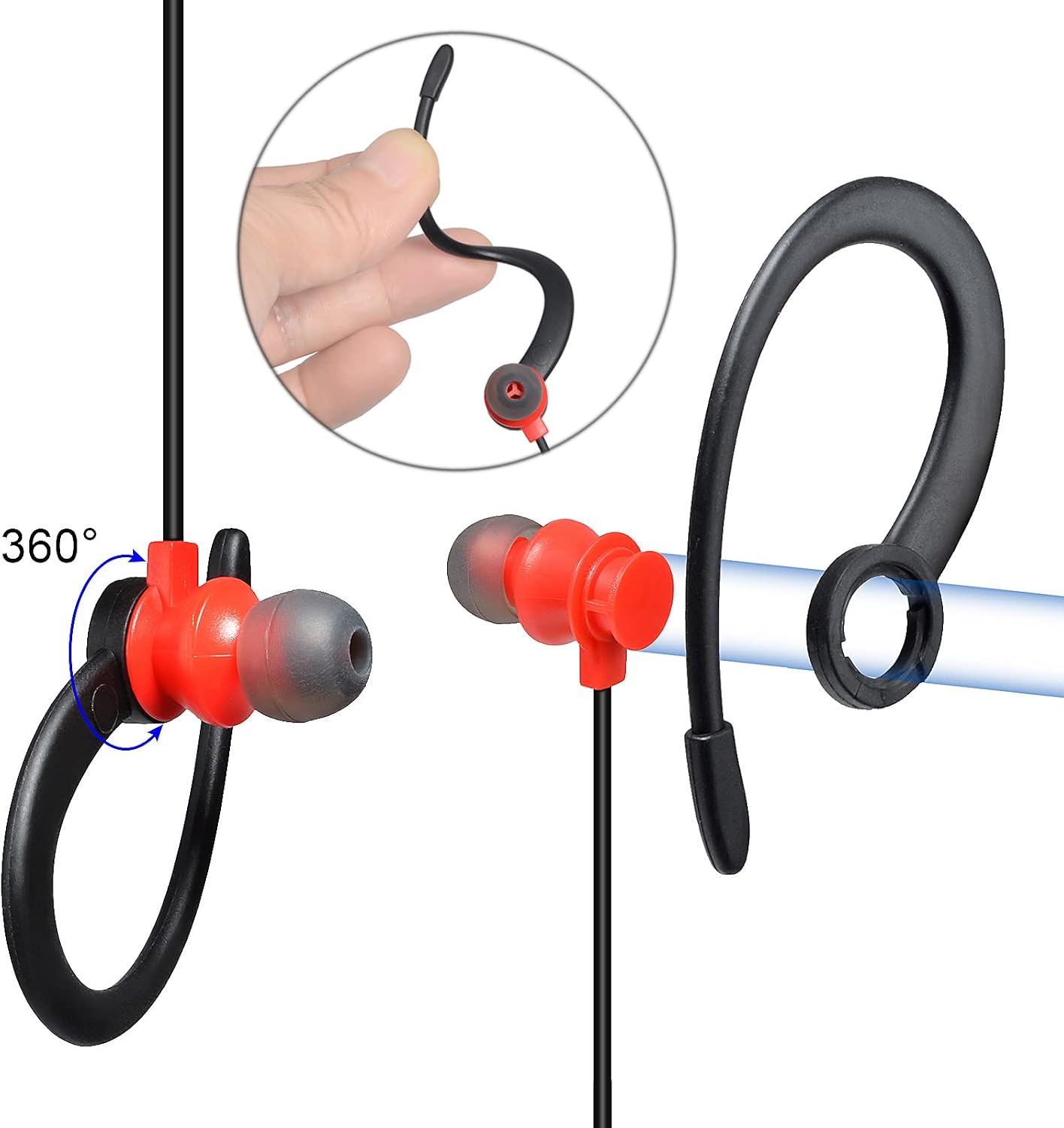 HYSHIKRA 1 Pin 2.5 mm Radio Earpiece with Mic PTT Security Headset Compatible with Motorola TLKR-T60 T80 T82 T-92 H2O T80 Extreme T82 Extreme Walkie Talkie (RED - Image 5