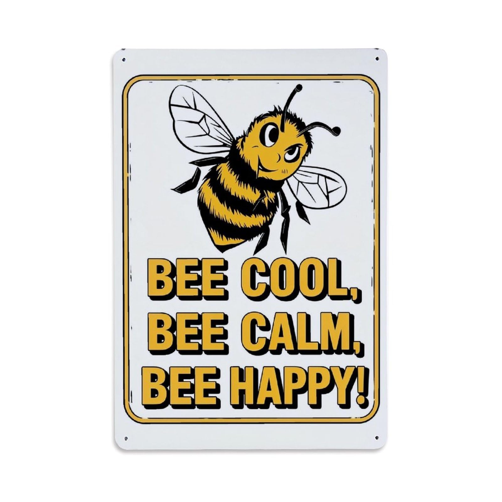 Nestemfo Vintage Bee Cool Calm Happy Sign Tin Sign Metal Sign, Living Room,Bar, Home, Bedroom Wall Decor,Retro Metal Poster 8X12 Inches