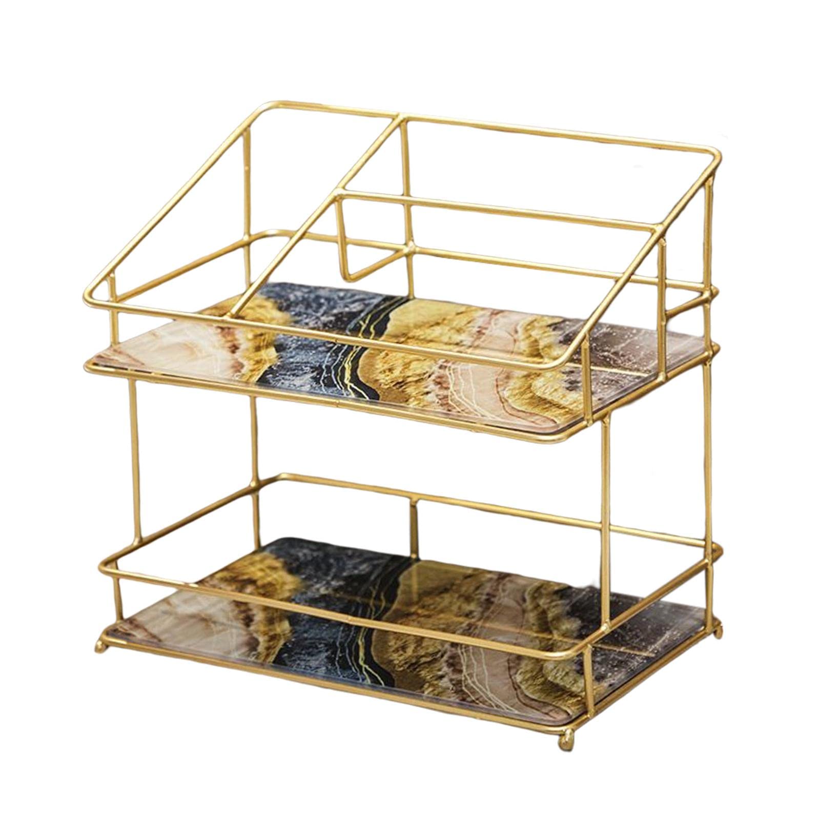 Enakshi® Divided Storage Rack Iron Durable Decorative for Sundries Bathroom Cosmetic 2 Tier Dark Color|Home & Garden | Household Supplies & Cleaning | Home Organization | Storage Boxes-image-33