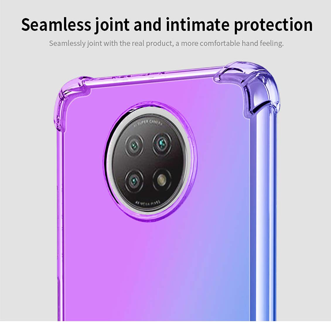 Dedux Cover per Xiaomi Redmi Note 9, Custodia Trasparente Gradiente Protettivo TPU Case, Ultra Sottile Rinforzo a Quattro Angoli Cover (Viola/ Blu