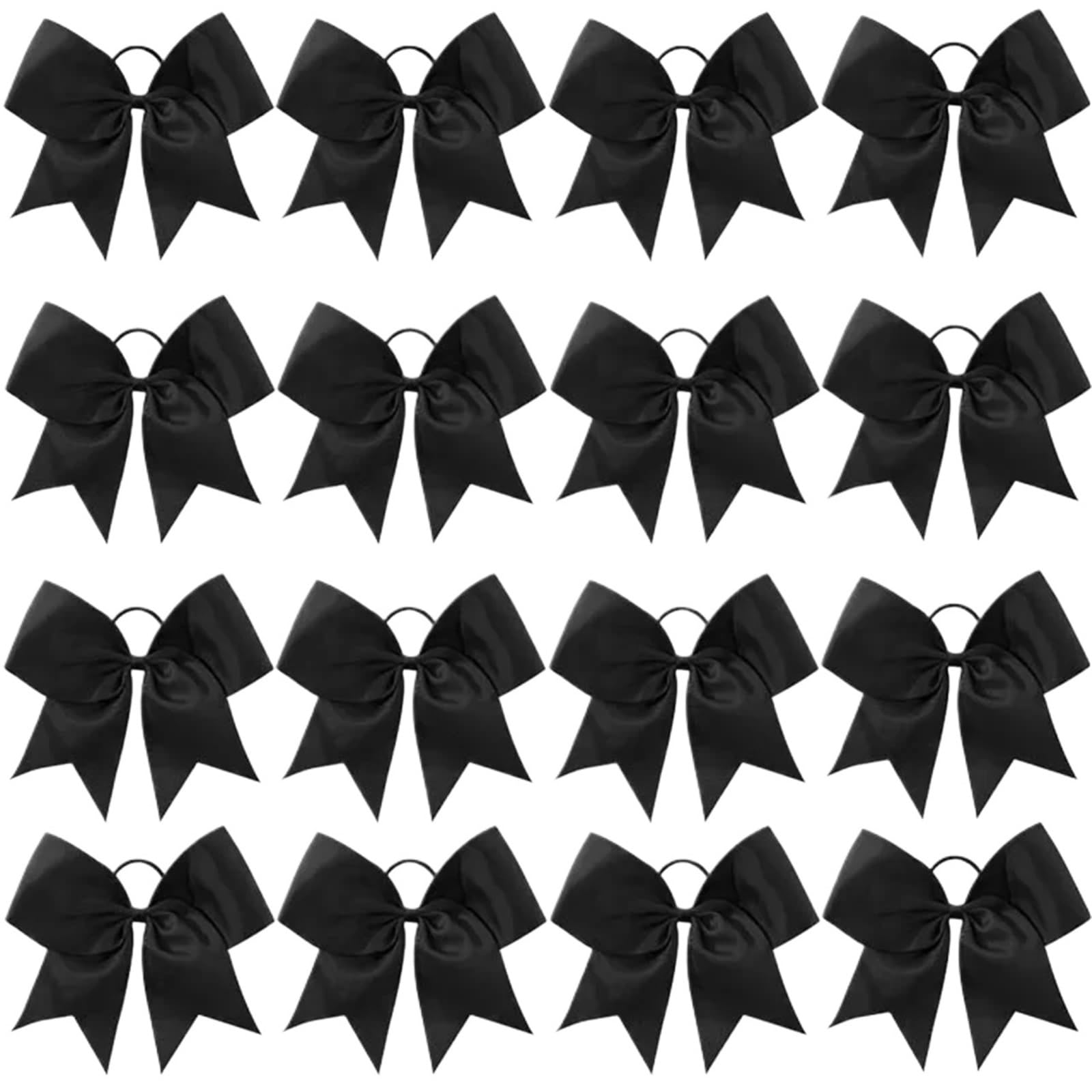 16 pezzi fiocchi for capelli da cheerleader tinta unita fiocco grande con elastico carino fascette for for donne ragazza nastro fascia copricapo accessori(Black)