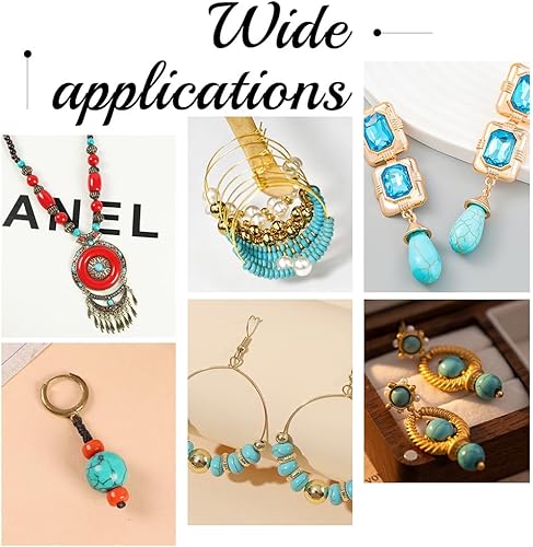 Miniatura 6 de arricraft Alrededor de 353 cuentas turquesa de 6 estilos, 6 hebras de cuentas sintéticas de turquesa sin teñir, hebras de cuentas redondas y