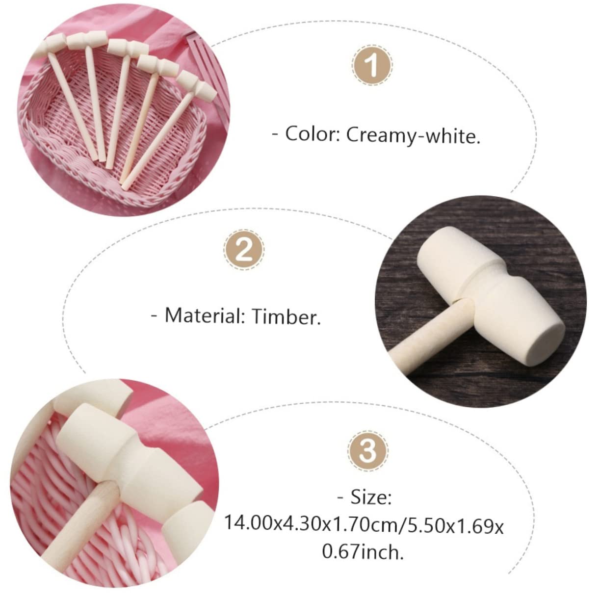 LIOOBO 30Pcs Mini Wooden Hammers for Safe Polished Beat for Creative Play DIY Projects and Parent Interaction Educational Mallets for Boys