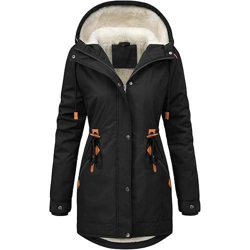 HEEKPEK Women's Winter Coats Thicken Soft Fleece Lined Parka Jacket Hooded Warm Coat Outerwear with Pockets Overcoat Snow