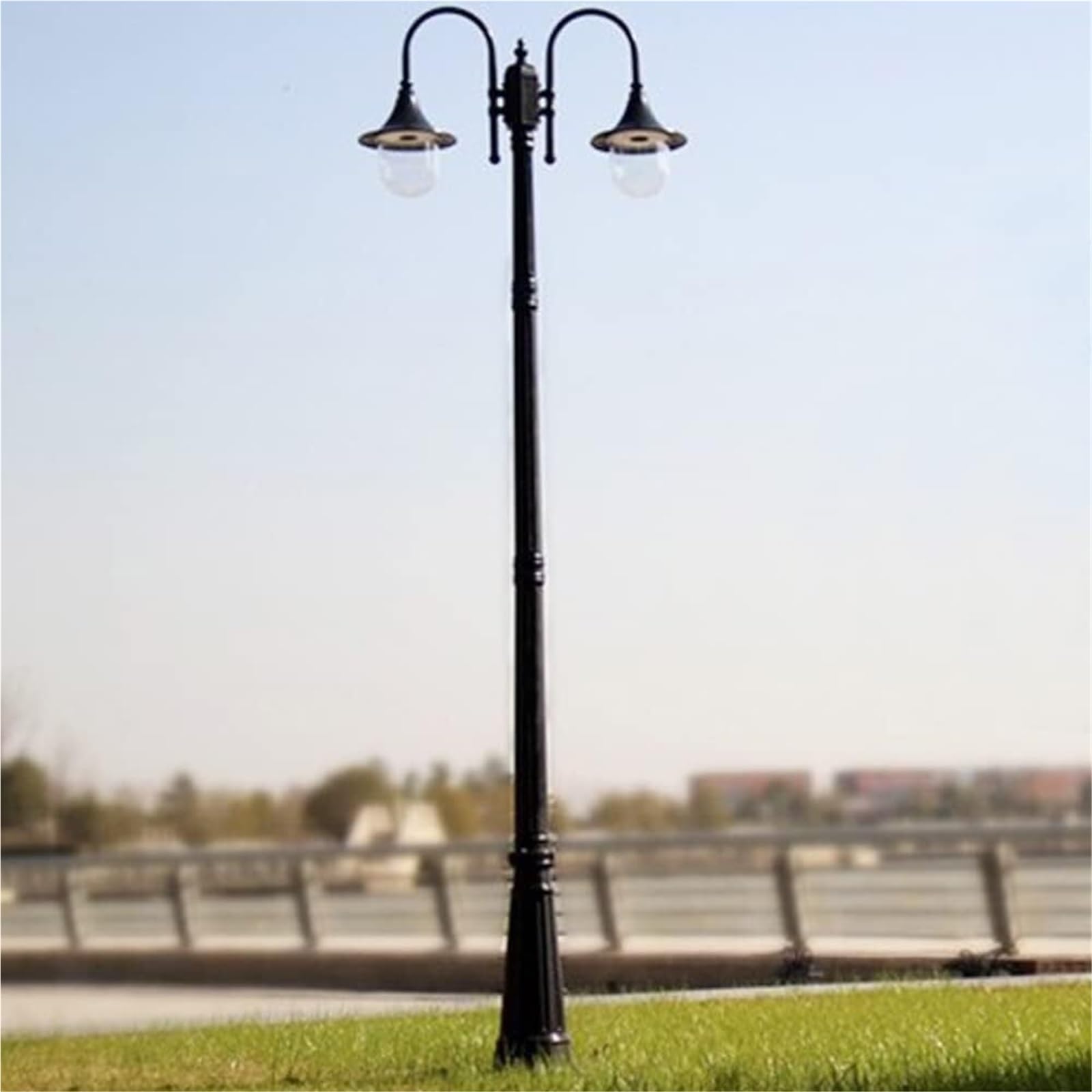 QUSYZD Solar Post Lights Outdoor Lamp Post Light, 2.6M Lamp Post Lights Outdoor, Black Traditional Retro Vintage Style Led Post Bollard Lantern Light, Aluminum Path Pillar Lamp,