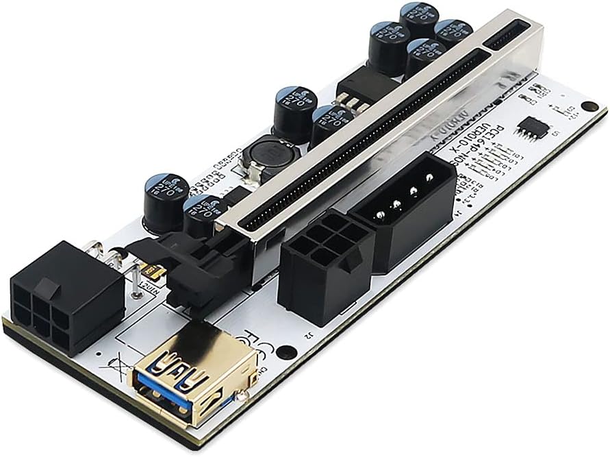 LeHang New Version 010-X PCIE Riser 1x to 16x Graphic Extension with Flash LED for Bitcoin GPU Mining Powered Riser Adapter Card