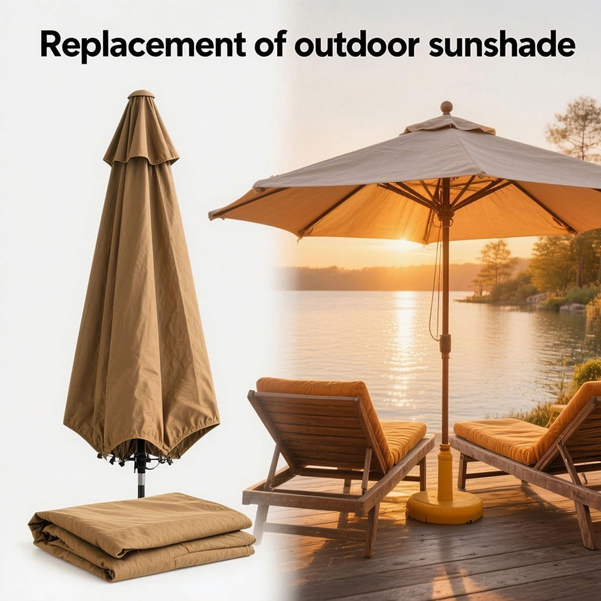 Patio Umbrella Replacement Canopy 6Ribs 8Ribs Umbrella Replacement Top Cover, Table Market Umbrella Canopy Cloth, Outdoor Garden Yard Parasol Fabric(Bright Red,13FT 8-Ribs)