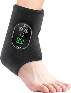 Foot Massager with Heat, Cordless Heated Ankle Massager, Ankle Heating Pad with 6 Heat Levels and 3 Vibration Modes, Heated Brace Wrap for Women Men (Black)