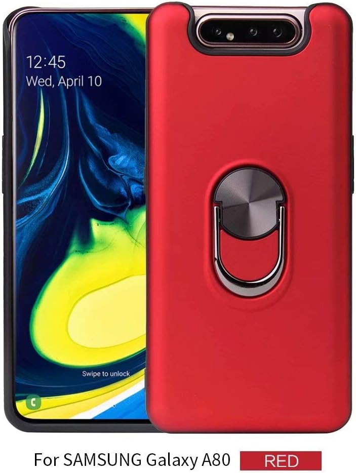 Misd Case for Samsung Galaxy A80 case, Invisible Ring Bracket housing,Versatile Metal Ring stents (red)