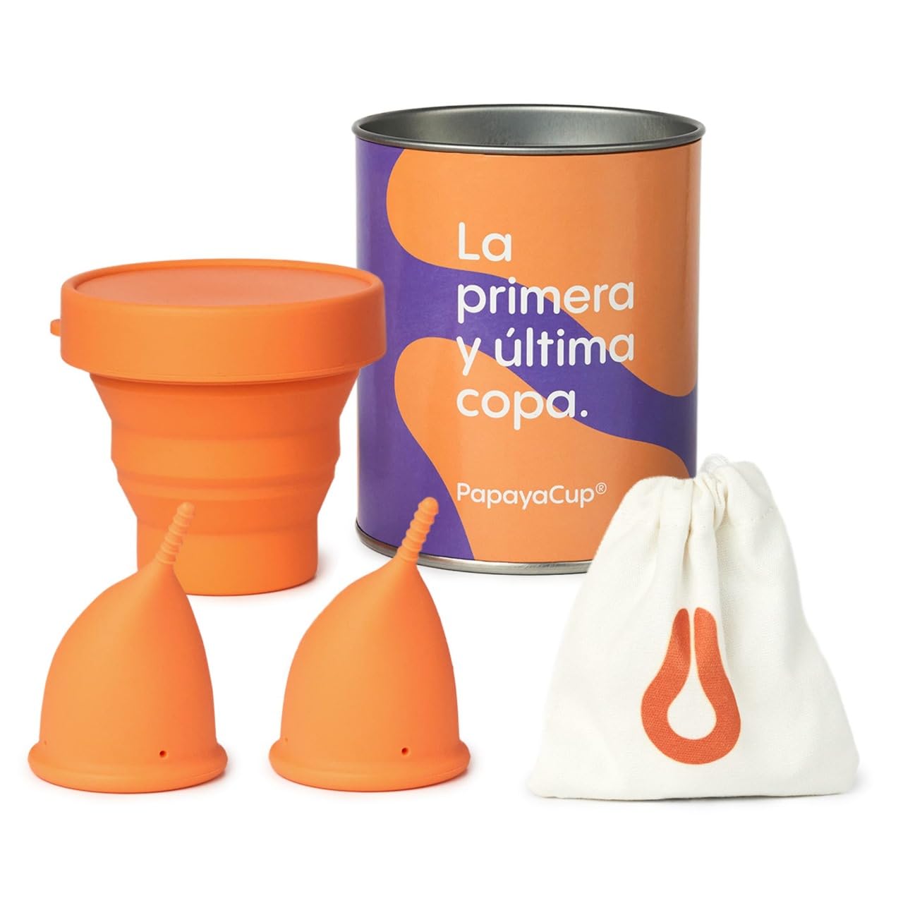 PapayaCup Copa Menstrual Anatómica Más Cómoda, Más flexible Para Mujeres con Sensibilidad Vaginal - Reutilizable con Vaso Esterilizador Plegable para Microondas (S con esterilizador) — view 7