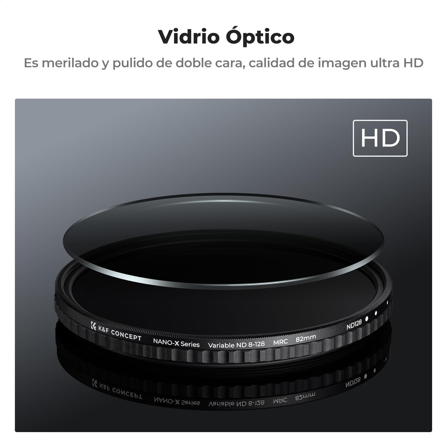 K&F CONCEPT Nano-Xcel ND8-128 Filtro Variable, 82mm Filtro Densidad Neutral ND8-128(3-7 Pasos) de Vidrio Óptico con 28 Capas Nano Revestimiento