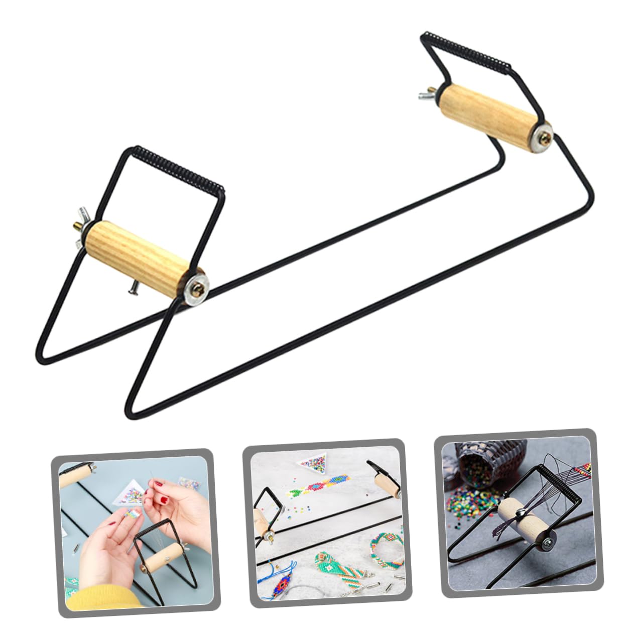VILLCASE 5 Piezas suministros de bricolaje Colgante cuentas para pulseras hilos de bordar telar cesta craft brazalete accesorio de abalorios herramientas para tejer pulseras de madera Metal