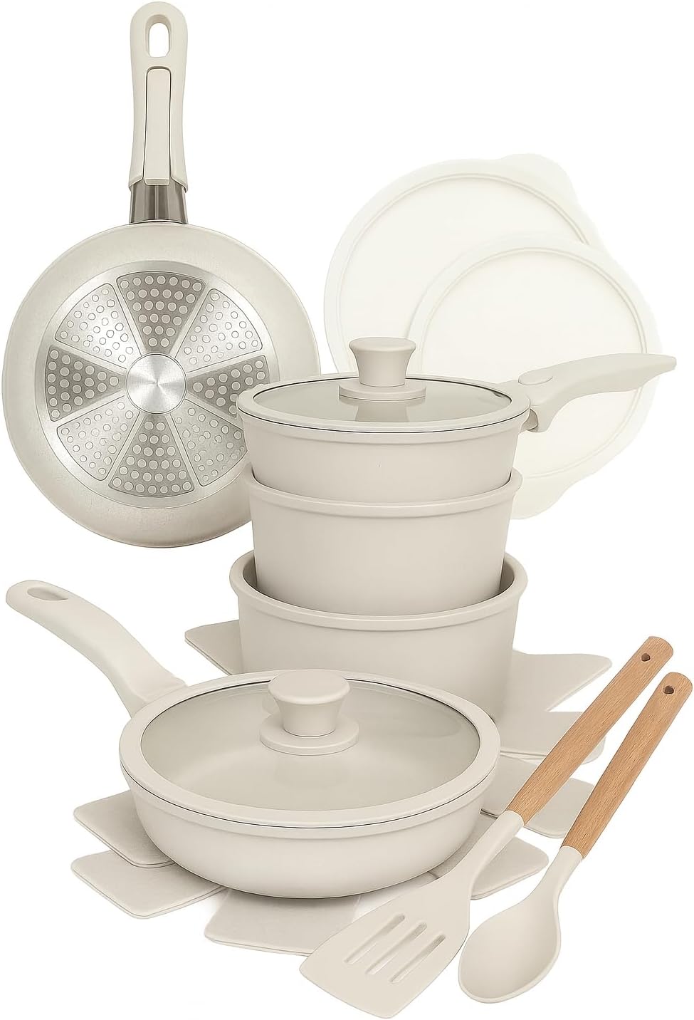 17-Piece Pots and Pans Set Non Stick – Stainless Steel Cookware Set for Cooking – Includes Frying Pan, Non Stick Frying Pans, Saucepans, Stockpot – Kitchen Essentials for Every Home