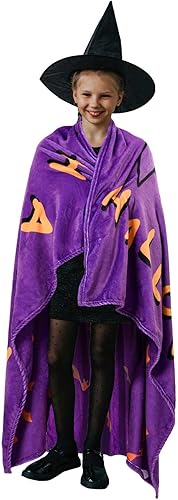 Miniatura 4 de Vessia Manta de Halloween para adultos y niños, manta de calabaza púrpura para sofá, cama, 300GSM linda manta divertida de dibujos animados, regalo