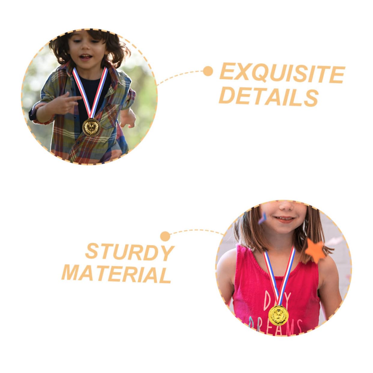 iplusmile Medaglie per Bambini Oro, 50 Pezzi, in Lega di Zinco con Nastro, per Competizioni e Feste, Premio Sportivo Versatile