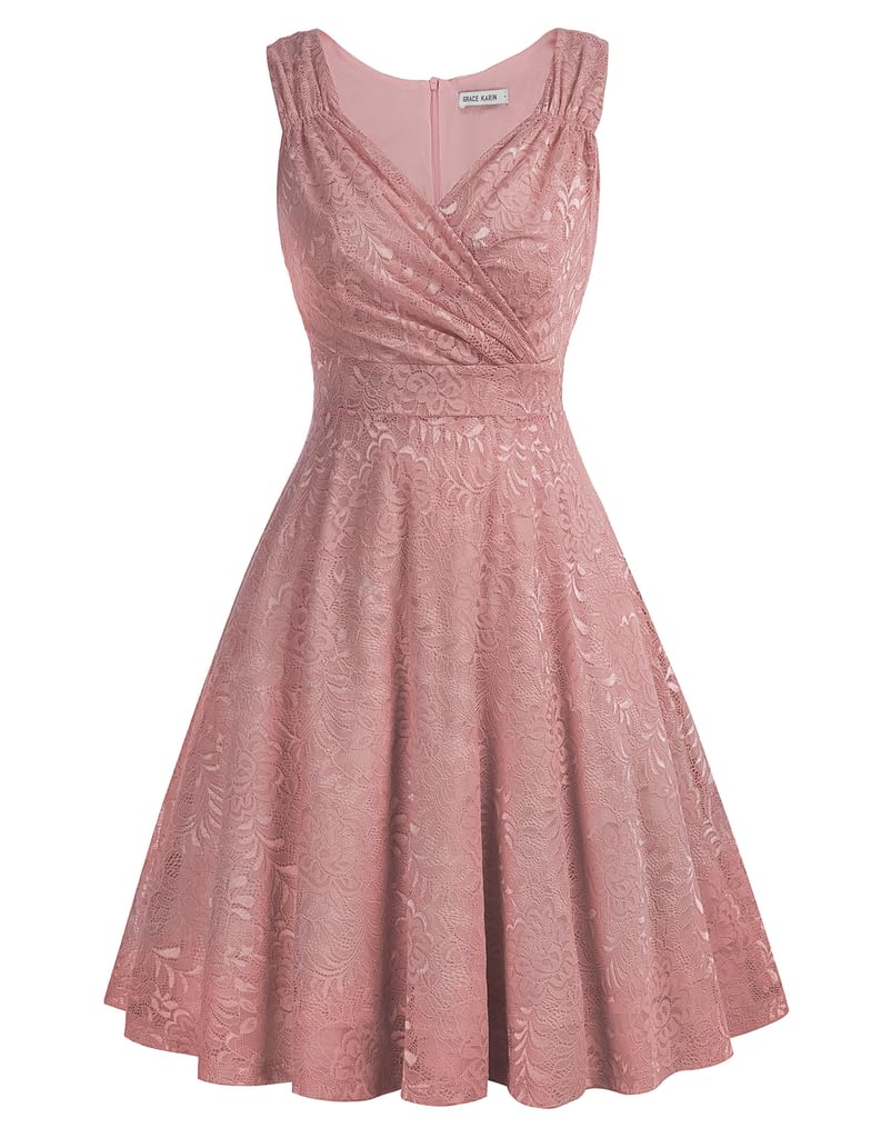 GRACE KARIN Abito da Donna in Pizzo Rockabilly Lunghezza al Ginocchio Stile retrò Vintage