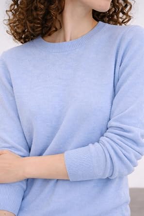 State Cashmere Womens Essential Crewneck Sweater 100% Pure Cashmere Classic Long Sleeve Pullover