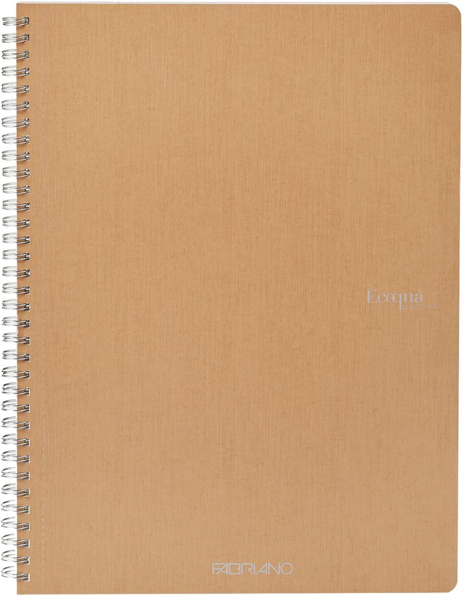 FabrianoEcoqua Original Spiral-Bound Notebook, 8.3" x 11.7", A4, Lined, 70 Sheets, Beige