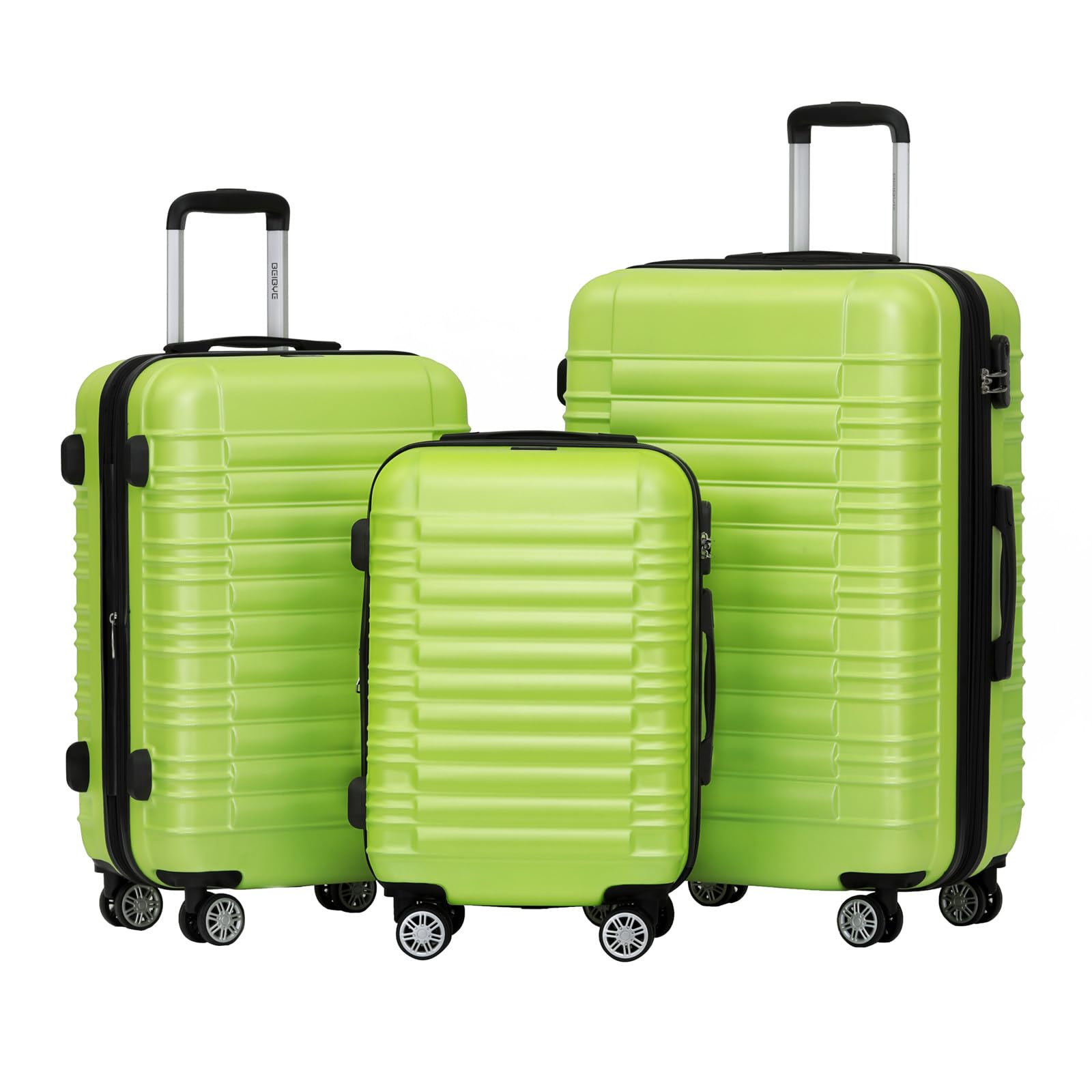 BEIBYE 2088 Hartschalenkoffer aus ABS mit 4 Zwillingsrollen, Reisekoffer Trolley mit Zahlenschloss und Teleskopgriff, Erweiterbarer Koffer M L XL oder Kofferset, Handgepäck 55 cm