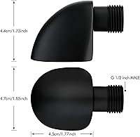 Vista 4 de Codo de pared de suministro de pared de latón 100% para ducha de mano con válvula de retención, adaptador de manguera de ducha de 1/2 pulgada, negro