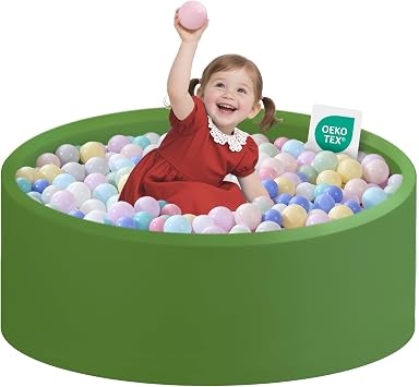 Zedachica Ball Pit for Toddlers 35.43x11.81 Baby Ball Pits Soft Memory Foam Ball Pits Round Kids Ball Pit Indoor Kids Play Ball Pool Ideal Gift for Girls and Boys Green, NO Balls