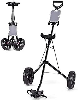 BGSFF Golf Push Cart Foldable 2 Wheels Push Pull Cart Trolley for Golf Bag Outdoor Golf Sport Match Airport Luggage Check Carrier Cart Golf Caddy