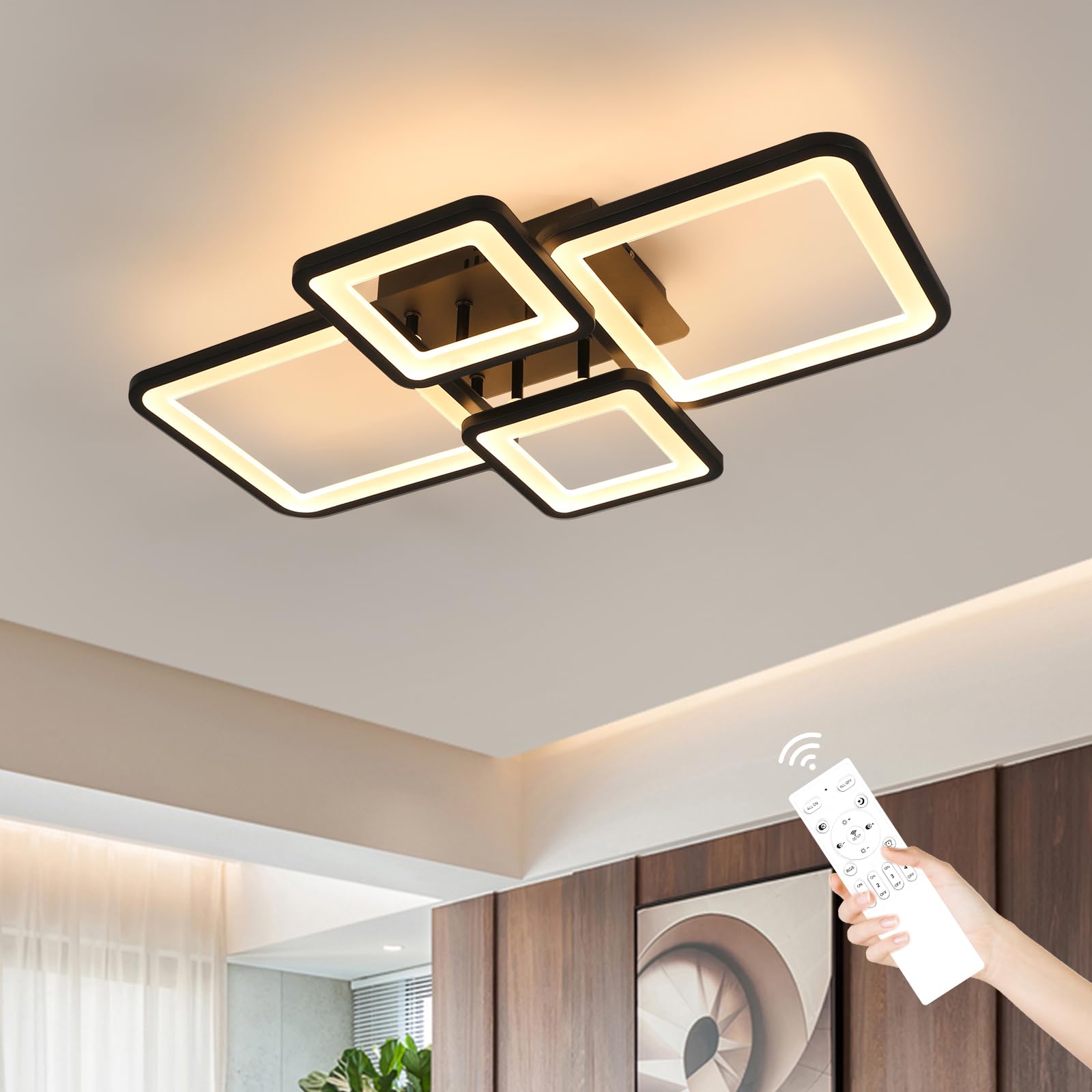 DELIPOP LED Ceiling Lights dimmable, 54W 4 Square LED Ceiling Light