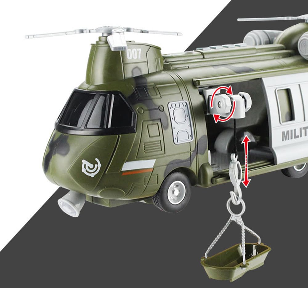 Efaso Polizei Hubschrauber Spielzeug - 26cm Mit Licht & Sound | Bewegliche Seilwinde & Drehpropeller