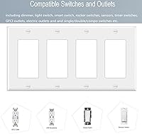 Vista 3 de Cubierta de placa de pared para tomacorriente e interruptor de 4 posiciones, placa frontal eléctrica decorativa para interruptor de luz