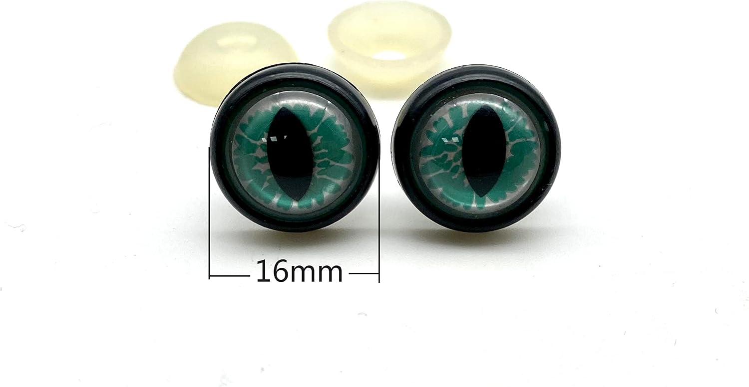 3dancraftit Plastic Safety Eyes with washers 5/8" / 16mm 12 pcs Green EA10