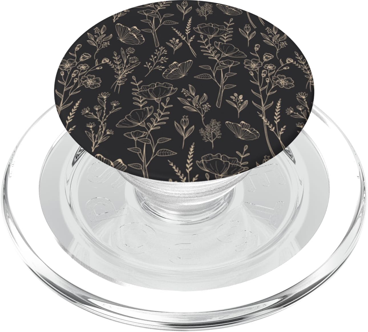 Butterfly Meadow Botanical Wildflower Pattern (Ash Black) PopSockets PopWallet for MagSafe