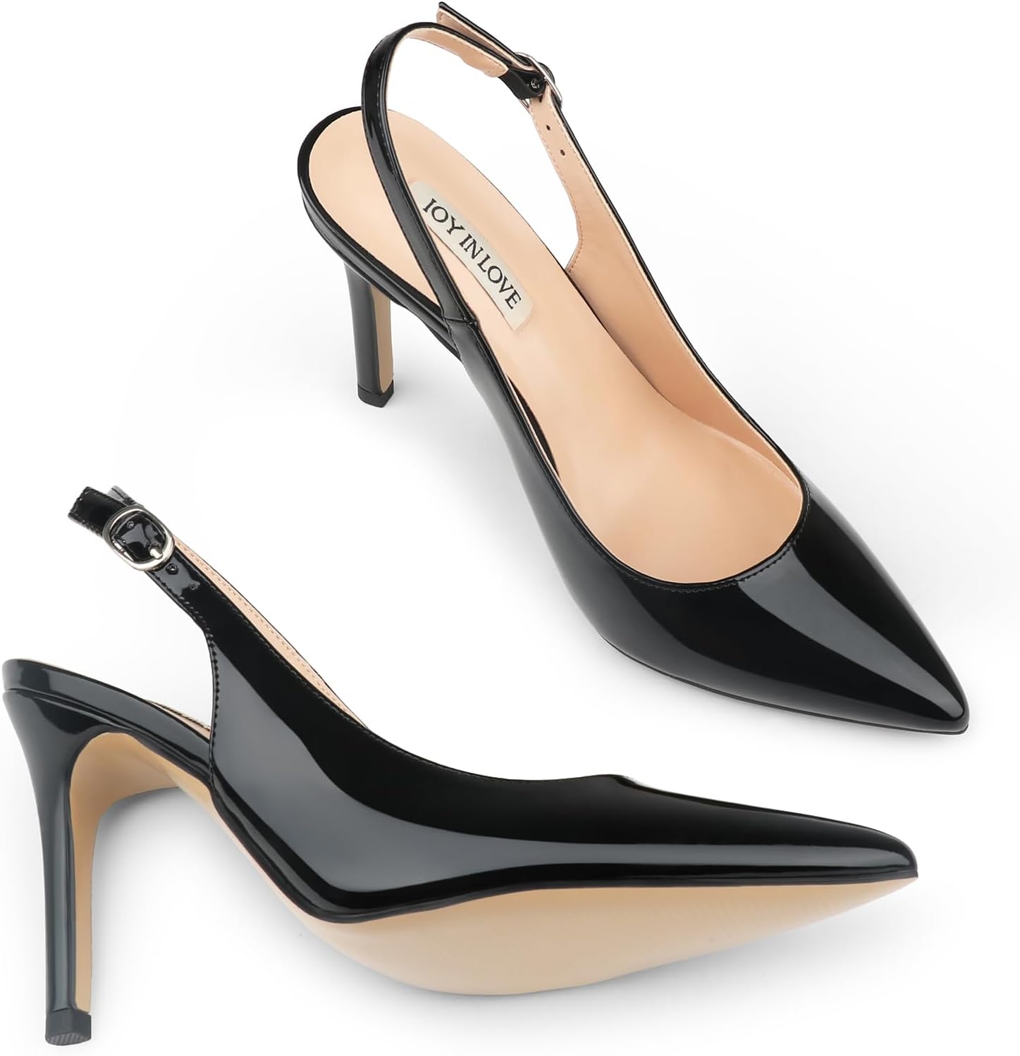 JOY IN LOVE Womens Slingback High Heels Stiletto Pointed Closed Toe Pumps - Image 3