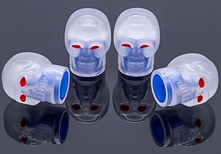 MEAJOO 4PCS Skull Fluorescent Tire Valve Stem Caps, Luminous Car Tire Air Cap, Skull Style Fluorescent Glowing Tire Air Caps Cover, Universal for Cars, Trucks, Bikes, Motorcycles, Bicycles(Blue)