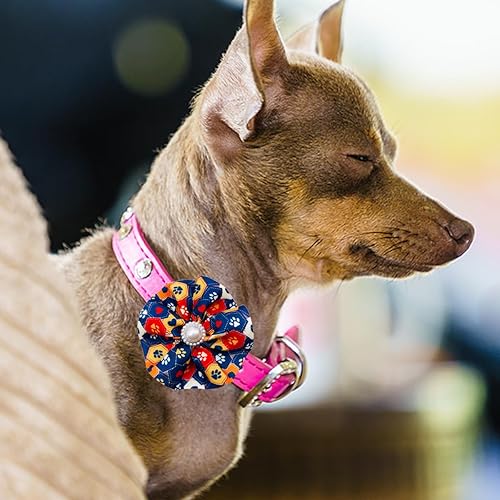 Miniatura 5 de 12 piezas de collar de perro, flores, lazos, accesorio deslizante, estampado de pata para niña pequeña, mediana y niña, gato, cachorro, alpaca,