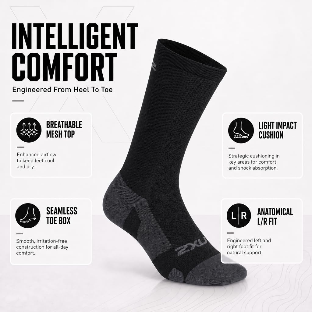 2XU Unisex Vectr Light Cushion Full Length Socks Compression Sock