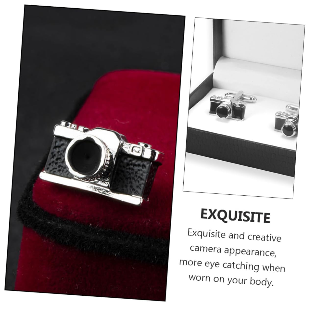 Beavorty Herren Manschettenknöpfe im Kameradesign Dekorative Cufflinks mit Box Elegantes Accessoire für Anzüge und Formelle Anlässe Verarbeitet und Langlebig