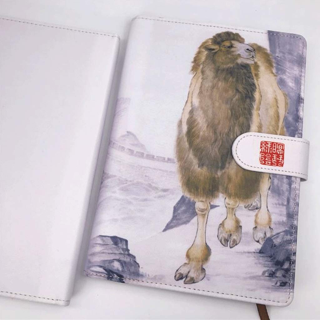 Magnet Buckle Classic Ruled Notebook,Chinese Style Classic Writing Notebook,silk Fabric Soft Cover,Journal,100 Sheet,8.4"x5.9" (Color : Camel)