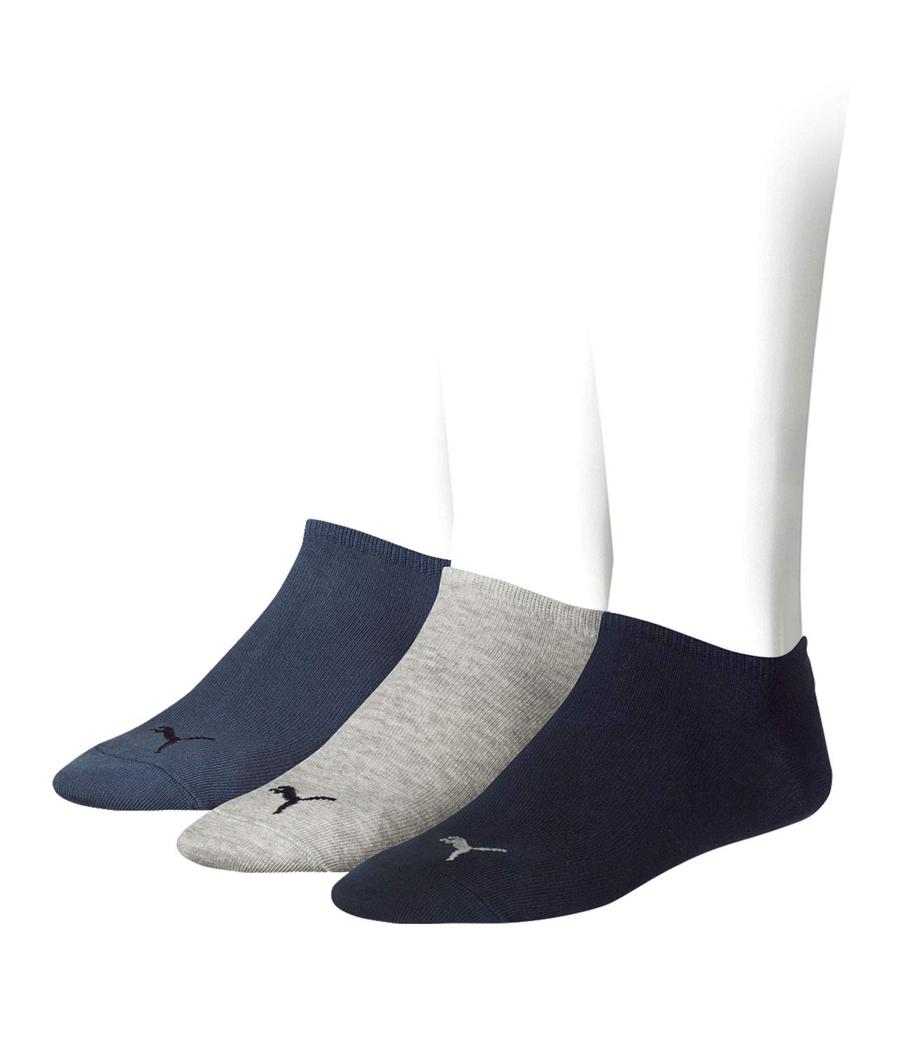 PUMA unisex Sneaker Socken Kurzsocken Sportsocken 3 Paar, Farbe:Mehrfarbig, Menge:3 Paar (1x 3er Pack), Größe:35-38, Artikel:-532 navy/grey/nightshadow blue