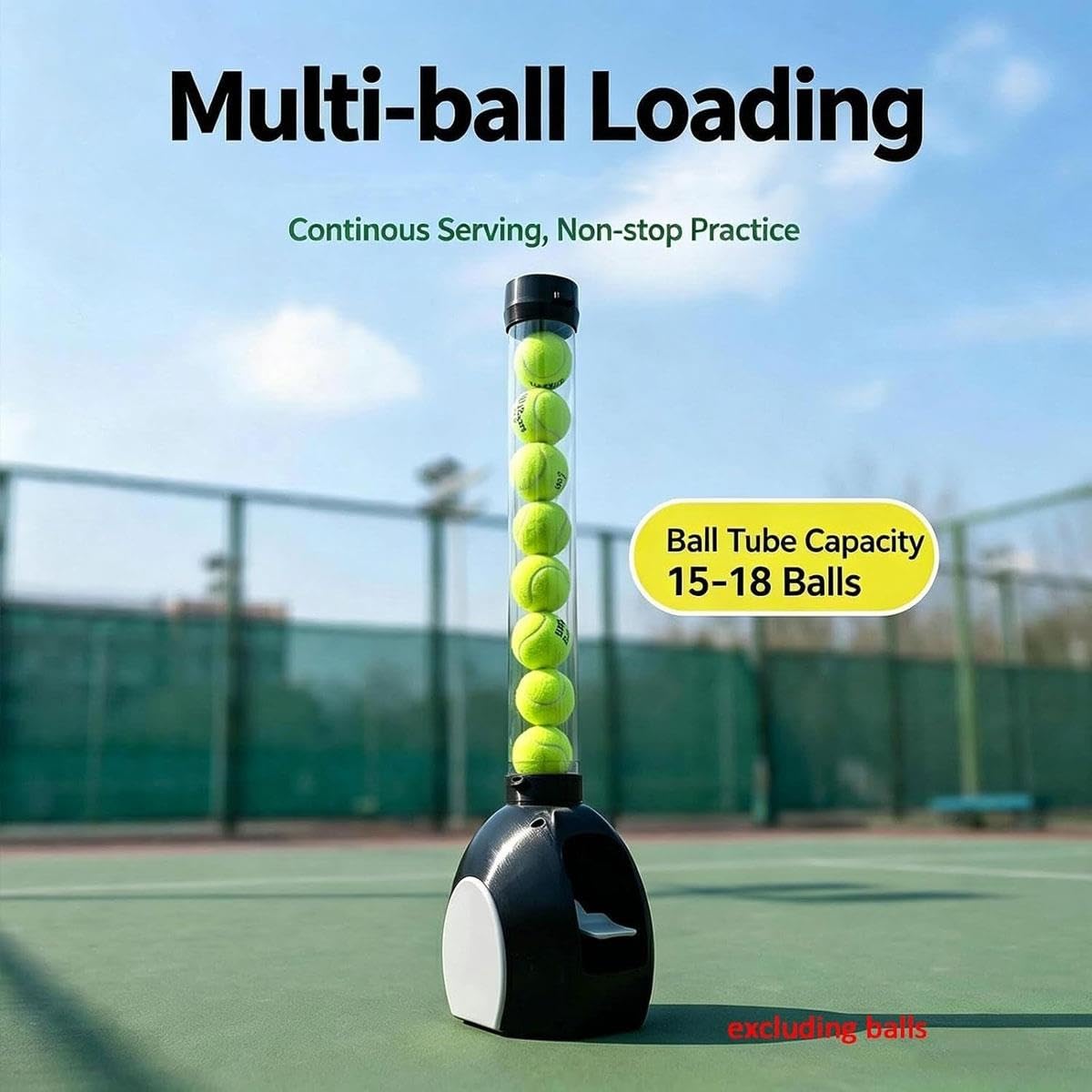 Lanciatore palline tennis elettrico e rete ricarica,contiene 18 palline