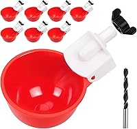 tibaebe 8 Pack Automatic Chicken Waterer Cups - Leakproof Red Poultry Waterers for Chickens, Ducks, Turkeys, Geese & Bunnies
