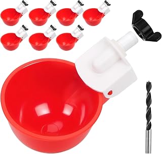 tibaebe 8 Pack Automatic Chicken Waterer Cups - Leakproof Red Poultry Waterers for Chickens, Ducks, Turkeys, Geese & Bunnies